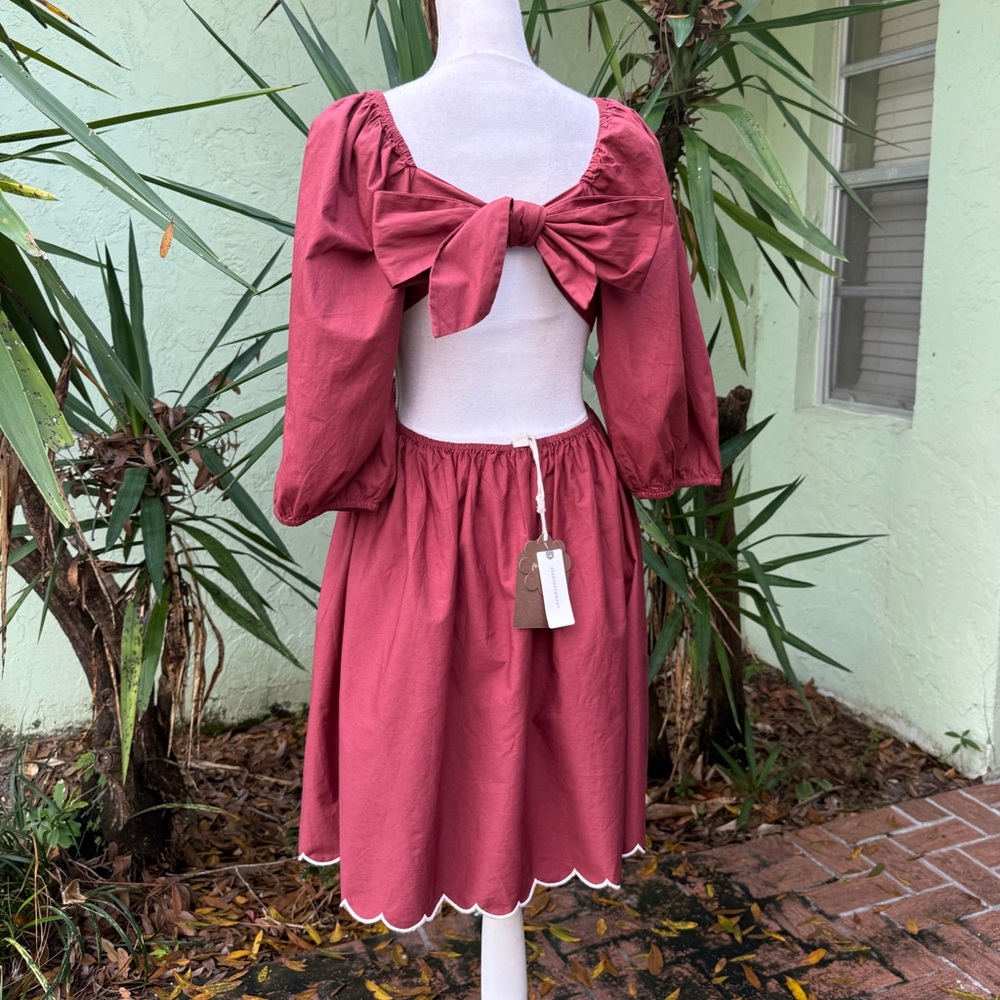 Cut Out Bow Back Rust Dress - Picture 10 of 13